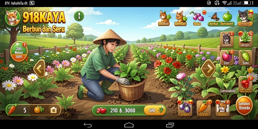 Tampilan gameplay bertani di 918KAYA yang seru dan interaktif.