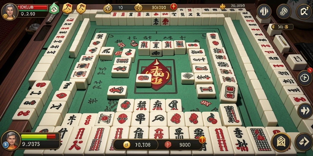 Tampilan gameplay IDKLUB yang menarik dan interaktif dalam permainan Mahjong.