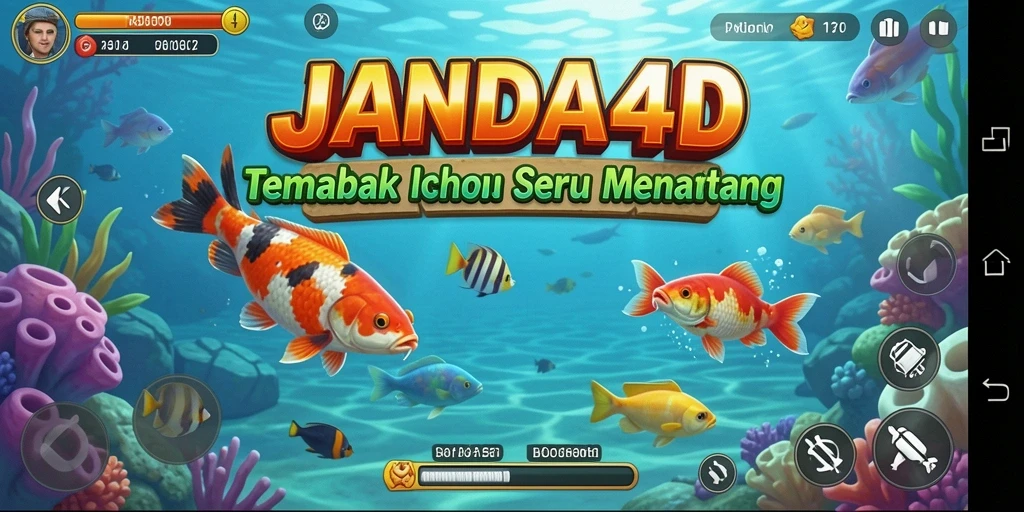 Screenshot gameplay JANDA4D menampilkan aksi menangkap ikan yang mendebarkan.