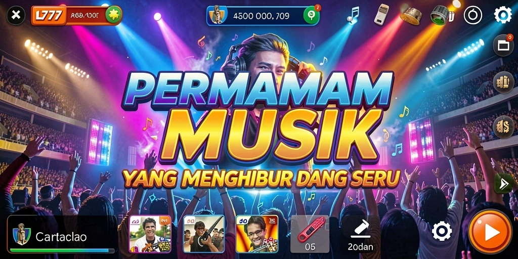 Tampilan gameplay L777 dengan banyak pilihan musik yang menarik.