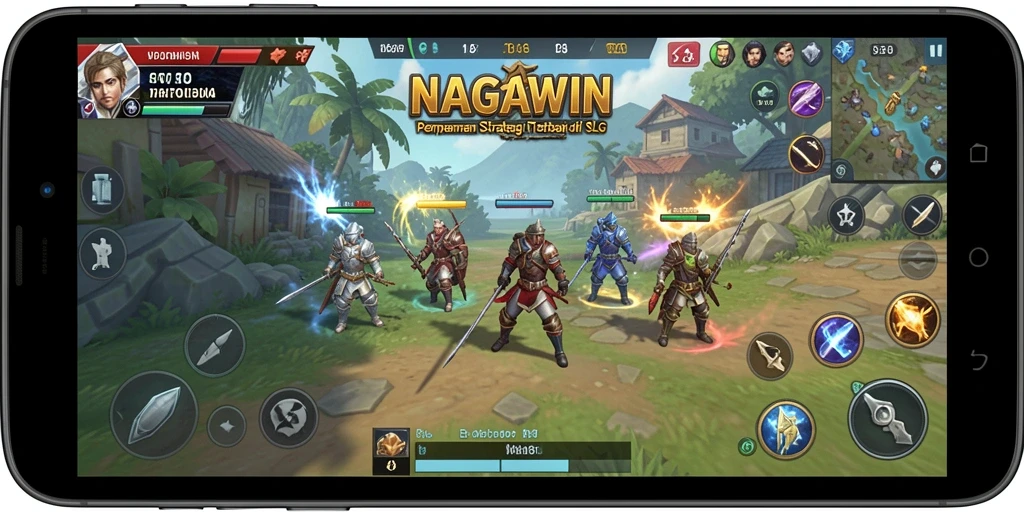 Tampilan gameplay NAGAWIN dengan strategi dinamis dan interaksi pemain.