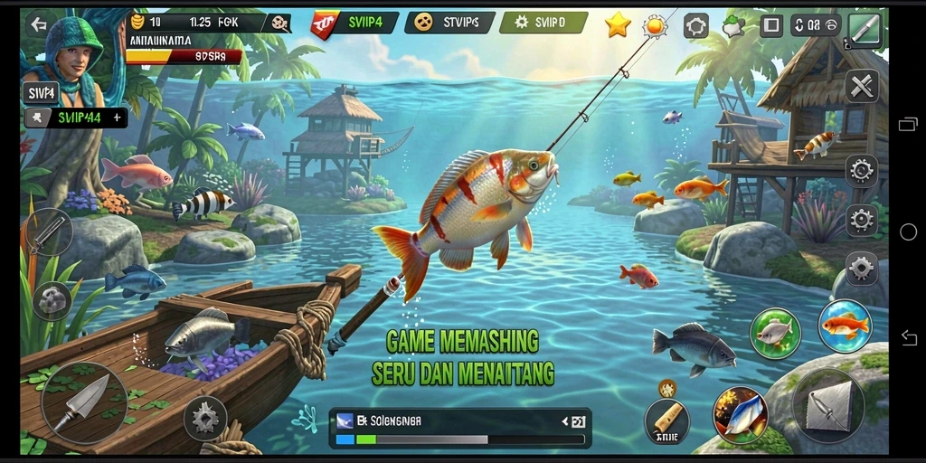 Tampilan gameplay SVIP4 dengan suasana memancing yang mendebarkan.
